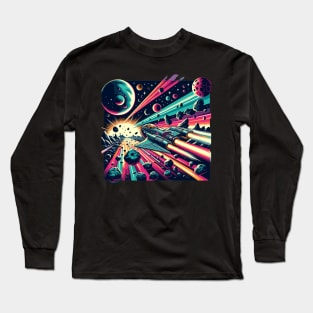 Asteroid Belt Odyssey: Retro Space Adventure Long Sleeve T-Shirt